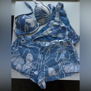 Reformation bikini and linen short matching set